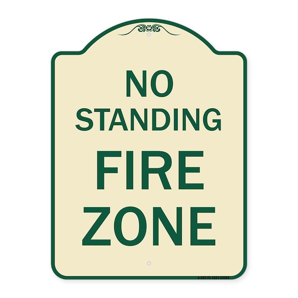 No Standing Fire Zone Heavy-Gauge Aluminum Architectural Sign, 24" x 18", TG-1824-23584